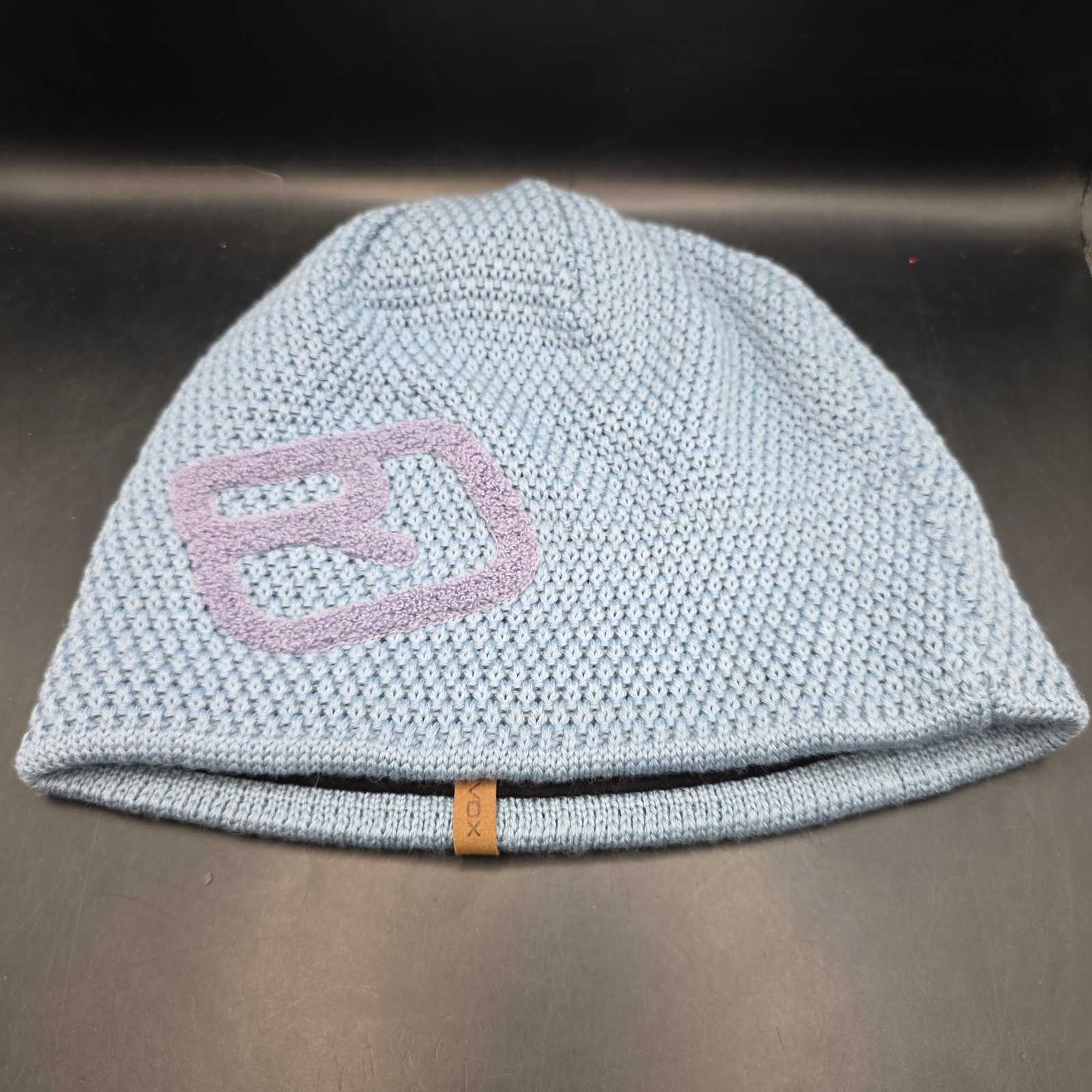 Ortovox Beanie Hat Unisex Os Light Blue Knit Virgin Wool Blend Logo Germany Made